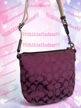 Coach Plum Signature Jacquard Crossbody with Contrast Strap
